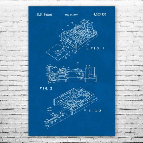 Picture of Patent Earth Floppy Disk Drive Poster Print, Computer Science Art, Programmer Gift, Disk Drive Art Print, Computer Lab Art Blueprint (8 inch x 10 inch)