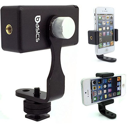 Picture of DSLR Hot Shoe Flash Camera Smartphone Live Recording Mount w/360º Rotation Thumb Screw for Apple iPhone 14 13 12 Pro MAX SE Samsung Galaxy S23 S22 One Plus