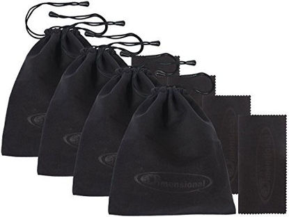 Picture of eDimensional 4 Pack 3D Glasses Storage Bag Stealth Black Case Compatible with Samsung 3D Glasses and All Other Active 3-D Glasses with Non Foldable Arms with Microfiber Cleaning Cloth!
