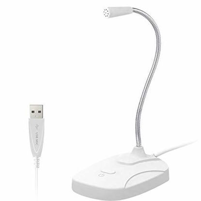 Picture of USB Microphone, ELEBEST Desk Microphone for Computer PC, Plug & Play Condenser MIC, Gooseneck Design with Mute Button, Use for YouTube, Skype,Gaming, Streaming