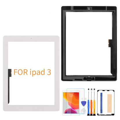 Picture of A-MIND for iPad 3 A1416 A1430 A1403 Touch Screen Replacement Digitizer Front Glass with Tool Kits+Screen Protector (LCD not Include, No Instructions) Panel Replacement (White)