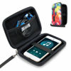 Picture of USA GEAR Hard Shell iPod Travel Case Compatible with Apple iPod Touch (7th Generation, 6th Generation, 5th Generation), MP3 Player Case iPod Case with Water Resistant Exterior, Wrist Strap - Geometric