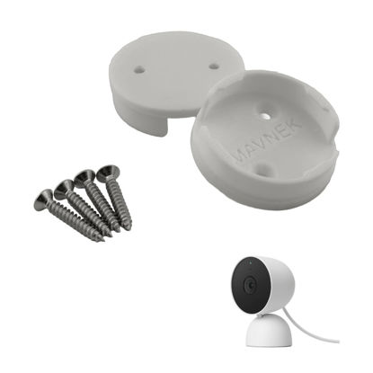 Picture of Mavnek Replacement Wall Mounting Base Plate Mount for Google Indoor Nest Security Cam 1080p (Wired) 2nd Generation, 2pcs, Locking Collar, Camera is not Included