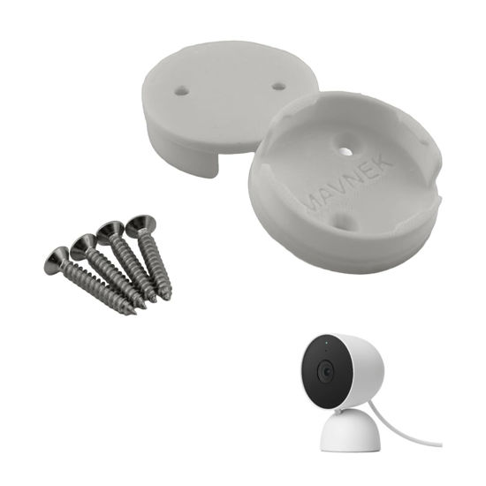 Picture of Mavnek Replacement Wall Mounting Base Plate Mount for Google Indoor Nest Security Cam 1080p (Wired) 2nd Generation, 2pcs, Locking Collar, Camera is not Included