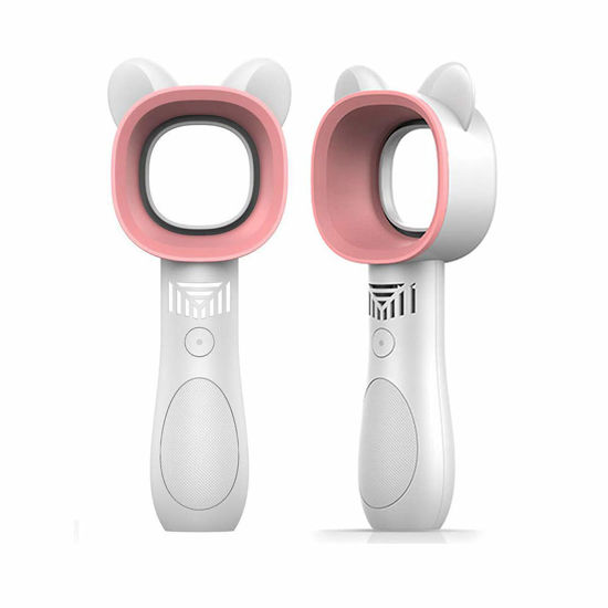 Picture of Portable Handheld Cooling Bladeless Fan USB Mini Fan Desktop Bladeless Fan Rechargeable Quiet 3 Gear (Cute White)