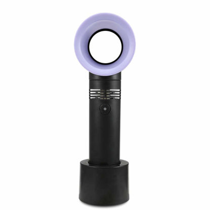 Picture of LZLRUN Protable Handheld Cooling Bladeless Fan USB Mini Fan Desktop Bladeless Fan Rechargeable Quiet 3 Gear (Black)