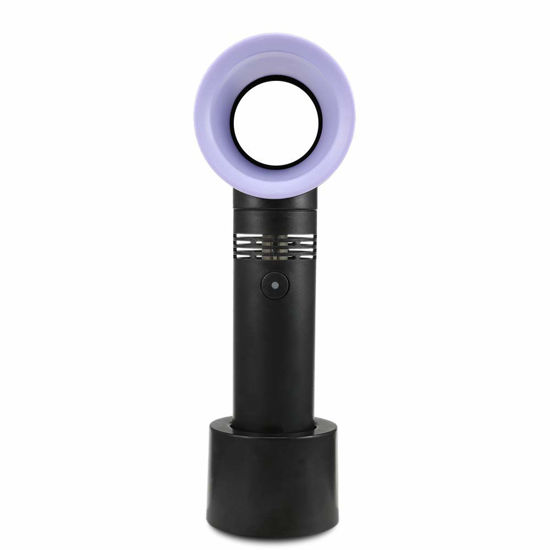 Picture of LZLRUN Protable Handheld Cooling Bladeless Fan USB Mini Fan Desktop Bladeless Fan Rechargeable Quiet 3 Gear (Black)