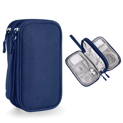 Picture of Bevegekos Small Electronics Carrying Case Bag, Travel Gadgets Organizer Pouch for Tech & Accessories (Small, Navy Blue)
