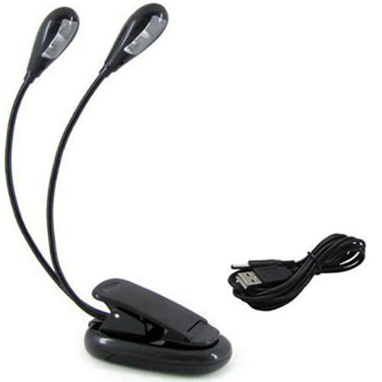 Picture of Clip-on Bright Reading Light for Sheet Music Stand, Books, or Laptop Keyboard - Dual Flexible Arms with 4 LED Brightness Modes, USB or Battery Power, USB Cable Included - by Science Purchase