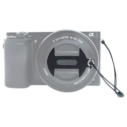 Picture of Foto&Tech 2PC 40.5mm Leather Lens Cap Sticker Logo Cut Out Camera Lens Cap Keeper Holder Compatible with Sony A6600 A6100 A6500 A6400 A6300 A6000 NEX-5TL NEX-6,E PZ 16-50mm f3.5-5.6 SELP1650,ALC-F405S