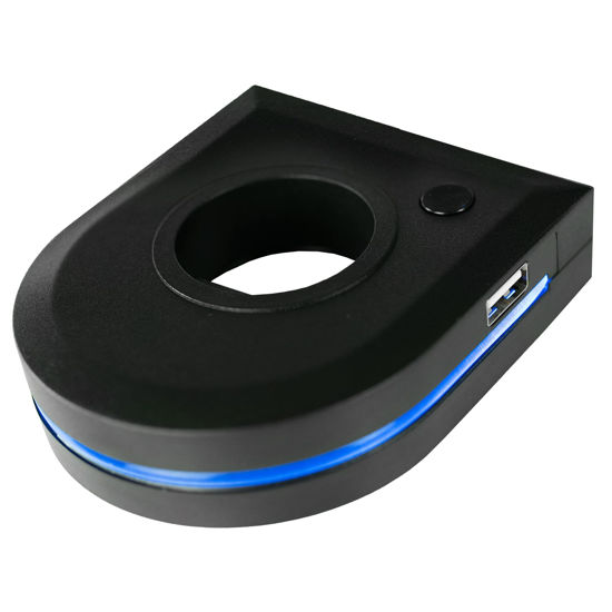 Picture of VIVO Pole Mounted Dual USB Hub with RGB Lighting, 2 USB-A Ports, Electronic Charging, Dynamic RGB Lighting, 8 Static Colors, Pole Cover, Fits Standard 35mm Poles, STAND-AC02U