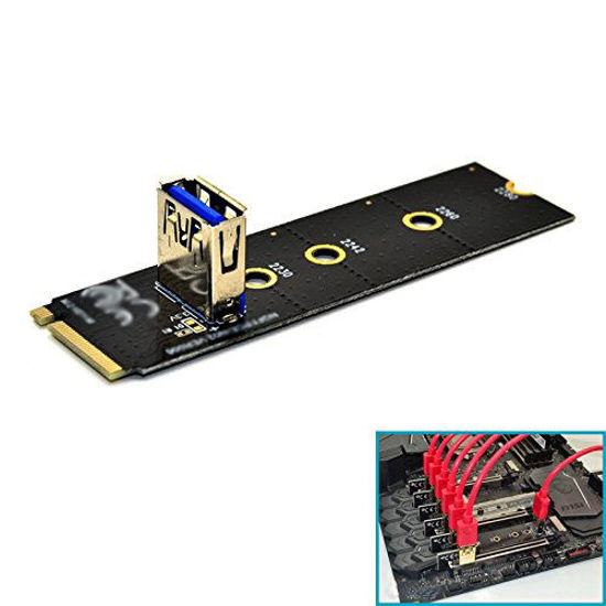 Picture of Tekit NGFF M.2 to USB 3.0 PCI-E Riser Card M2 Slot Extender Adapter for BTC/ETH Mining,NGFF M.2 to PCI-E X16 Slot Transfer Card Mining Pcie Riser Card VGA Extension Cable (2PCS)