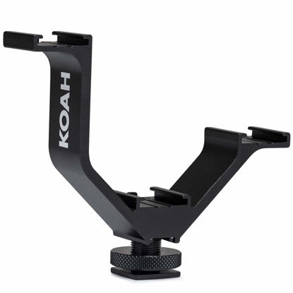Picture of Koah Triple Shoe Bracket Camera Mount, Camera Cold Shoe Bracket Mount, Triple Monitor Mount for Mic, Flash, Monitor and Other Accessories, Universal Cold Shoe Mount Bracket for DSLR, Microphone Mount