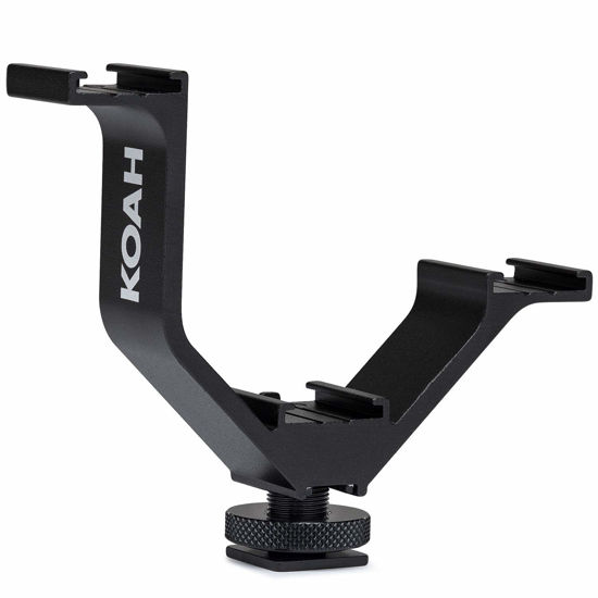 Picture of Koah Triple Shoe Bracket Camera Mount, Camera Cold Shoe Bracket Mount, Triple Monitor Mount for Mic, Flash, Monitor and Other Accessories, Universal Cold Shoe Mount Bracket for DSLR, Microphone Mount