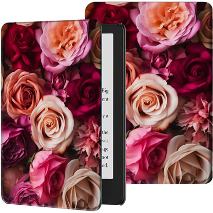 Picture of Slim Case for Kindle Scribe (2022 Released) 10.2 Inch Tablet PU Leather Lightweight Folio Stand Adjustable Smart Cover with Auto Wake/Sleep for 10.2" Amazon Kindle Scribe E-Reader,Roses