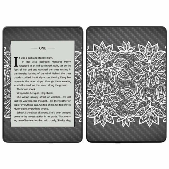 Picture of MightySkins Carbon Fiber Skin for Amazon Kindle Paperwhite 2018 (Waterproof Model) - Blue Petals | Protective, Durable Textured Carbon Fiber Finish | Easy to Apply, Remove| Made in The USA