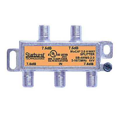 Picture of Starburst 4-Way Coax Splitter Horizontal SB-4WMS-2.0 MOCA 2.0 CATV FIOS Verizon Frontier Compatible