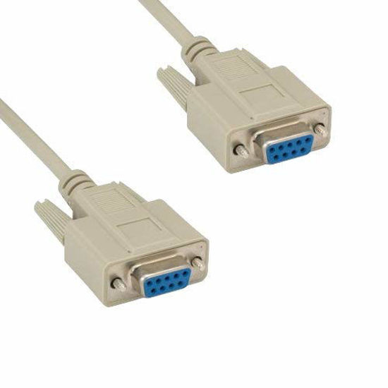 Picture of KENTEK 25 Feet FT DB9 9 Pin Serial Extension Converter Cable Cord RS-232 28 AWG Female to Female F/F Molded Straight-Through D-Sub Port Beige for PC Mac Linux Data
