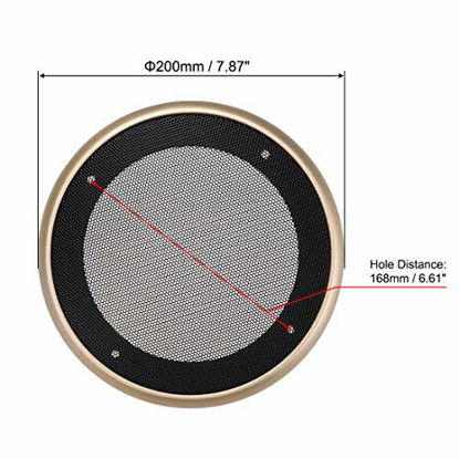 Picture of uxcell 2pcs 6.5" Speaker Grill Mesh Decorative Circle Woofer Guard Protector Cover Audio Parts Golden