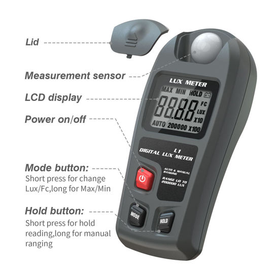 GetUSCart- Digital Light Meter Luxmeter Illuminance Tester LCD Display ...