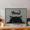 Picture of kwmobile Computer Monitor Cover Compatible with 20-22" Monitor - Meow Cat Grey/Black