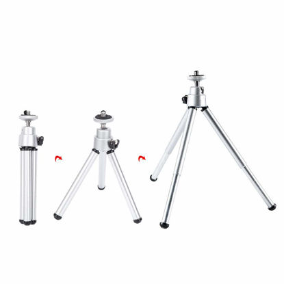 Picture of Keenso 3Pcs Universal Foldable Aluminium Alloy Stoving Varnish Mini Antishake Telescopic Tripod Telescoping Tripod Stand Monocular Telescope Camera Tripod
