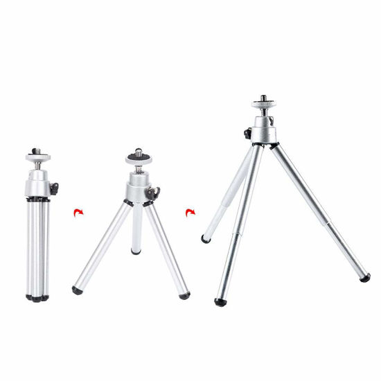 Picture of Keenso 3Pcs Universal Foldable Aluminium Alloy Stoving Varnish Mini Antishake Telescopic Tripod Telescoping Tripod Stand Monocular Telescope Camera Tripod