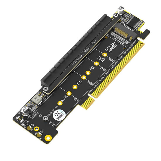 Picture of JMT Dual NVMe M Key to PCI-E 4.0 16X Adapter Card Support for PCIe x8x4x4 Bifurcation Motherboard