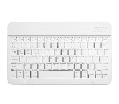 Picture of 10-Inch Mini Ultra-Slim Bluetooth Keyboard Portable Wireless Keyboard Rechargeable for Apple iPad iPhone Samsung Tablet Phone Smartphone iOS Android Windows (White)
