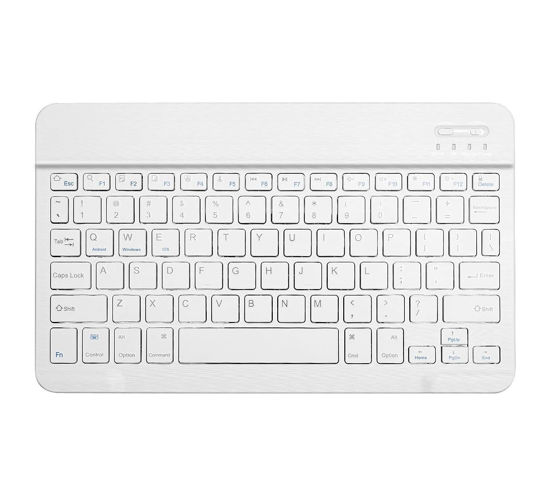 Picture of 10-Inch Mini Ultra-Slim Bluetooth Keyboard Portable Wireless Keyboard Rechargeable for Apple iPad iPhone Samsung Tablet Phone Smartphone iOS Android Windows (White)