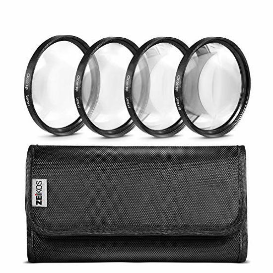 Picture of Zeikos 58MM Macro Close-Up Filter Set (+1 +2 +4 +10) with Pouch and Microfiber Cloth for Digital SLR Mirrorless Cameras with (18-55mm, 75-300mm, 50mm 1.4, 55-200)