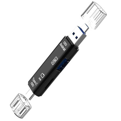 Picture of 5 in 1 Multifunction Card Reader Compatible with Motorola One 5G/Edge/Edge+/Razr 2020/Z Flip/Z Play/Moto has USB Type-C/MicroUSB/Tf/USB 2.0/ SD Card Reader (Black)