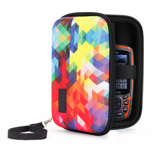 Picture of USA GEAR Travel Electronics Organizer - 6.5 Inch Zipper Case with Hard Shell Case Exterior and Accessory Pocket - Fits Chargers, Accessories, Cable, Batteries, Hotspots, GPS and More - Geometric