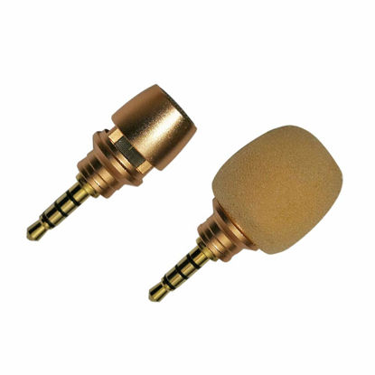 Picture of CANFON Mini Phone Microphone,Microphone with High Sensitivity for Phone iOS iPhone iPad YouTube Facebook (3.5mm Mic) (Gold)