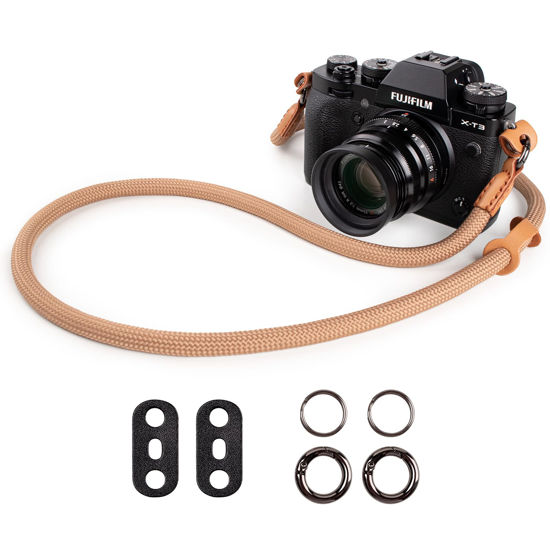 Picture of VOVMOEYA Camera Strap Rope,Camera Neck Strap Shoulder Strap for Fujifilm X100VI X100V XS20 XT5 for A6000 A6100 A6400 A6700 A7IV for Canon EOS R6 R10 for Nikon D850 D5600 D7500 - Khaki