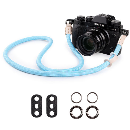 Picture of VOVMOEYA Camera Strap Rope,Camera Neck Strap Shoulder Strap for Fujifilm X100VI X100V XS20 XT5 for A6000 A6100 A6400 A6700 A7IV for Canon EOS R6 R10 for Nikon D850 D5600 D7500 - Blue