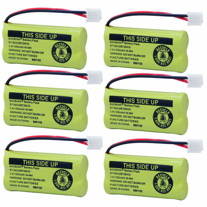 Picture of BAOBIAN BT18433/BT28433 BT184342/BT284342 BT1011 BT1018 BT1022 BT-6010 BT8000 BT8001 BT8300 CPH-515D CPH515D Cordless Phone Battery DS6301 CL80109 CS6209 TL90078 2.4V 550mAh NiMH Rechargeable (6 Pack)