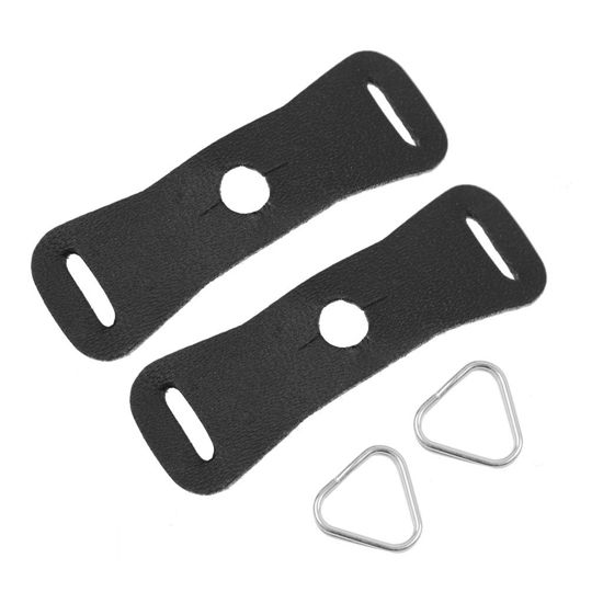 Picture of Foto&Tech Leather Protector Cover Pad and Lug Ring Camera Strap Triangle Split Hook Compatible with Fujifilm Lecia Nikon Canon Sony Olympus Pentax Panasonic SLR RF Mirrorless Camera (Black, 1 Pair)
