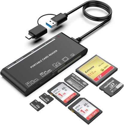 Picture of Acuvar 7 in 1 Multi Memory Card Reader USB C USB3.0 Multi Card Reader for SD TF CF XD MS,SD Card Reader Adapter for for iPhone/iPad/MacBook/Samsung/PC Plug and Play