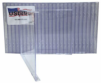Picture of USDISC CD Jewel Cases Standard 10.4mm No Tray, Clear, Pack of 10