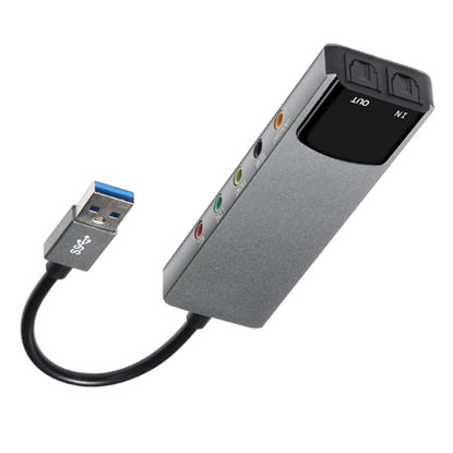 Picture of USB to RJ45 External Sound Card, 5.1 Channels+Fiber SPDIF Output, Supports AES/EBU, IEC60958, S/PDIF