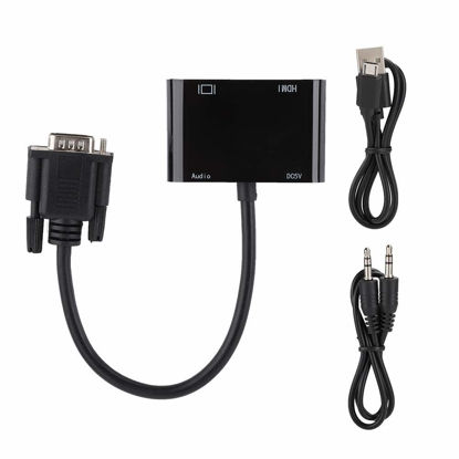 Picture of VGA to HDMI VGA Converter, HD Automatic Detection Video Converter Cable Plug and Play Adapter for Computer Projector Notebooks