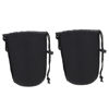 Picture of ARTIBETTER Neoprene Camera Lens Pouch: 2Pcs Lens Bags Small Drawstring Storage Bag for Camera Lens Black Size L