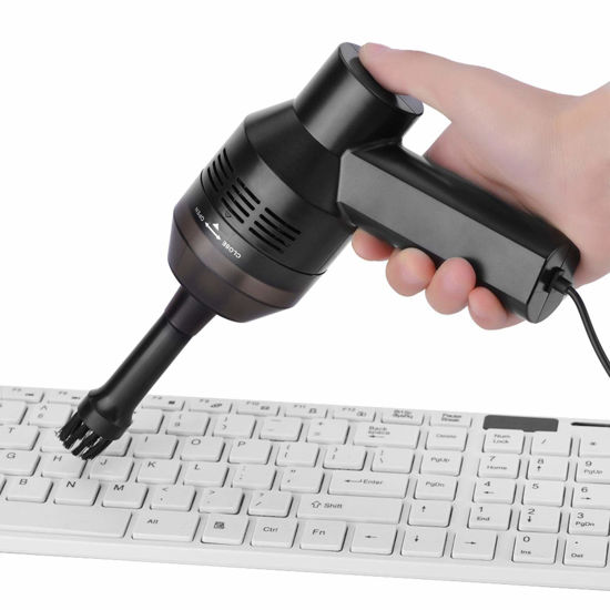 Picture of Vbestlife Keyboard Vacuum Cleaner, Mini Handheld USB Keyboard Vacuum Cleaner Keyboard Dust Cleaner with Nozzle and Sponge for Laptop Desktop PC Keyboard(Black)