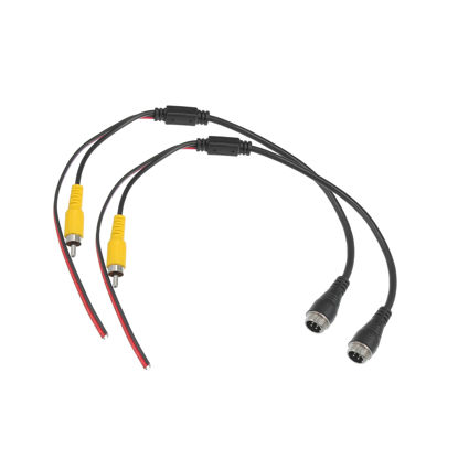 Picture of Hihaha 2pcs Car Camera Adapter 4 Pin to RCA Adapter M12 4-Pin Male to RCA AV Male with Trigger Wire Connector Wire Monitor Video Cable Durable Material