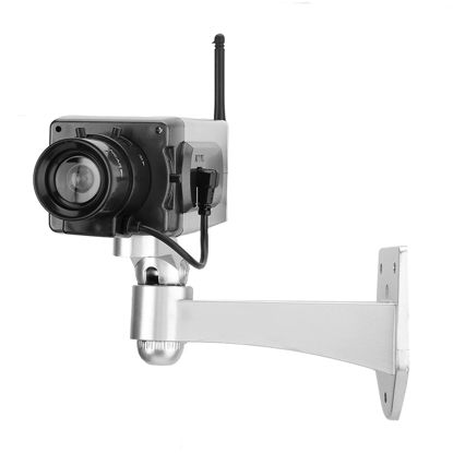 Picture of Outdoor Indoor Power Simulation Fake Dummy Camera Security CCTV LED Flashing Light Silver