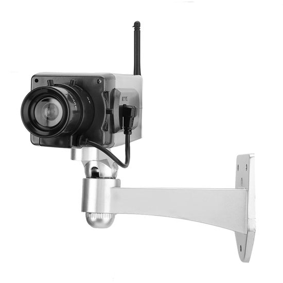 Picture of Outdoor Indoor Power Simulation Fake Dummy Camera Security CCTV LED Flashing Light Silver