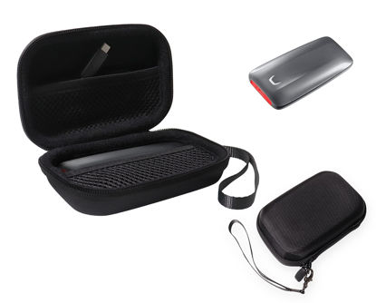 Picture of InGo Portable SSD Protective Case Compatible with SanDisk 1TB Extreme Portable SSD and Samsung X5 Portable SSD - 1TB - Thunderbolt 3 External SSD, Carabiner+mesh Pocket+Secure Elastic Strap