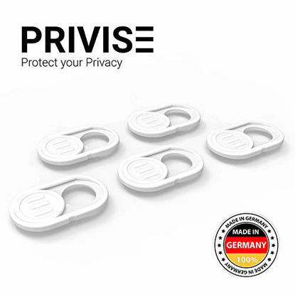 Picture of Privise Webcam Cover | PC, Smartphone & Laptop Camera Cover • Made in Germany • Compatible for MacBook, iMac & iPhone • Strong Webcam Sticker • Effective Privacy Protection • Ultra Thin (White) • 5pc