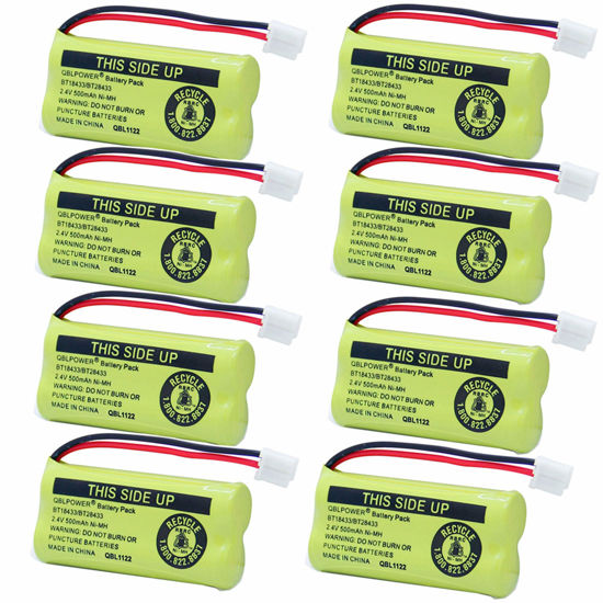 Picture of QBLPOWER BT18433 BT28433 2.4v 500mAh Ni-Mh Phone Battery Rechargeable Compatible with AT&T Vtech BT-8300 BATT-6010 BT184342 BT284342 BT1011 BT1018 BT1022 BT1031 89-1326-00-00 CPH-515D(8 Pack)